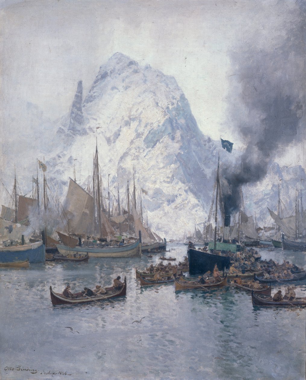 Arrivo di Agnsilddamperen, Svolvaer da Otto Ludvig Sinding