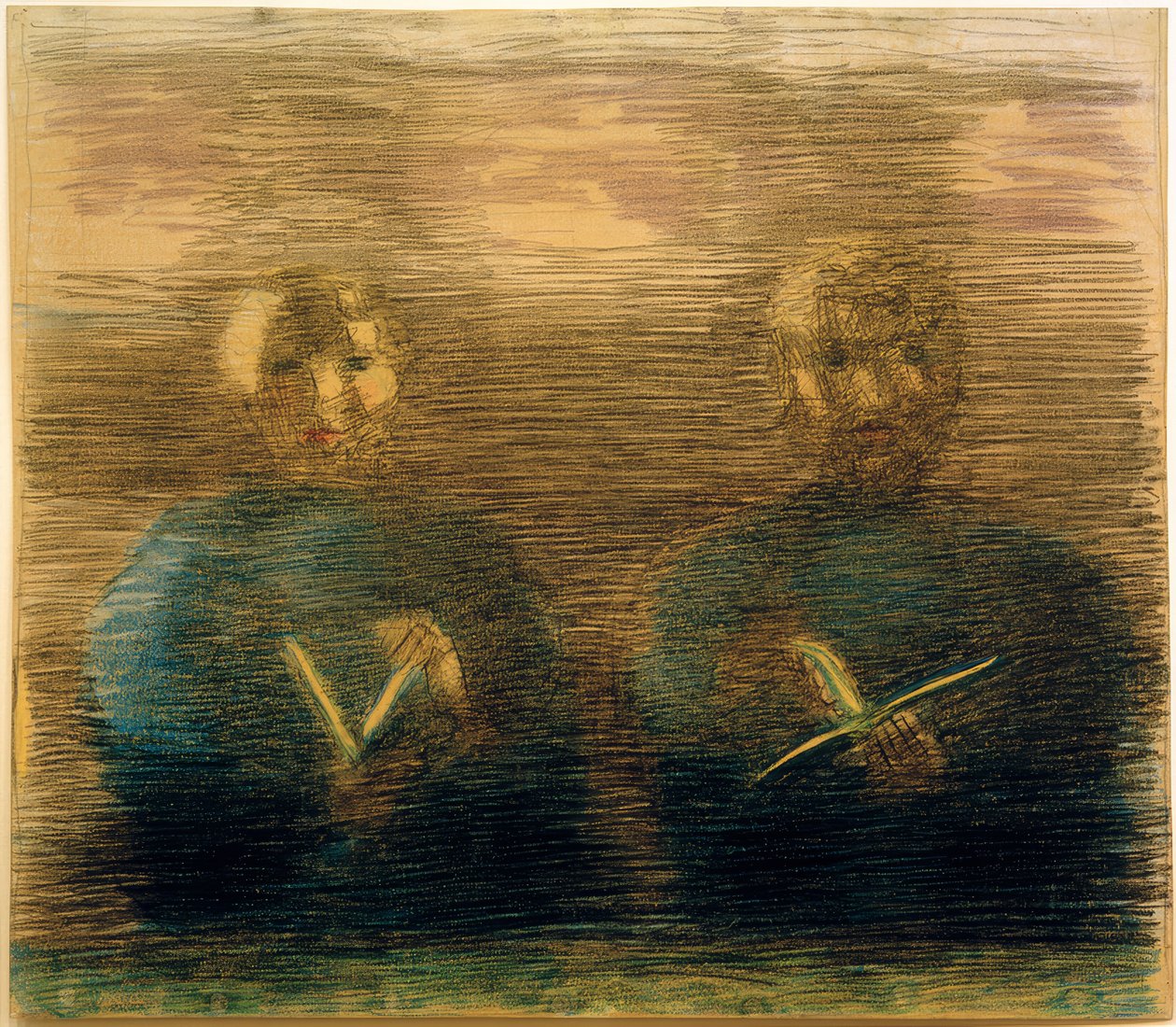 Preparazione (Devozione nella sala da pranzo). Studio parziale (Due ragazzi con libri di canto) da Otto Meyer Amden