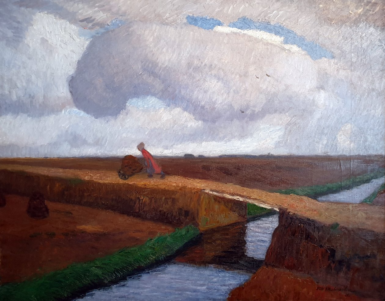 Paesaggio autunnale sulla costa del Mare del Nord con canale da Otto Modersohn