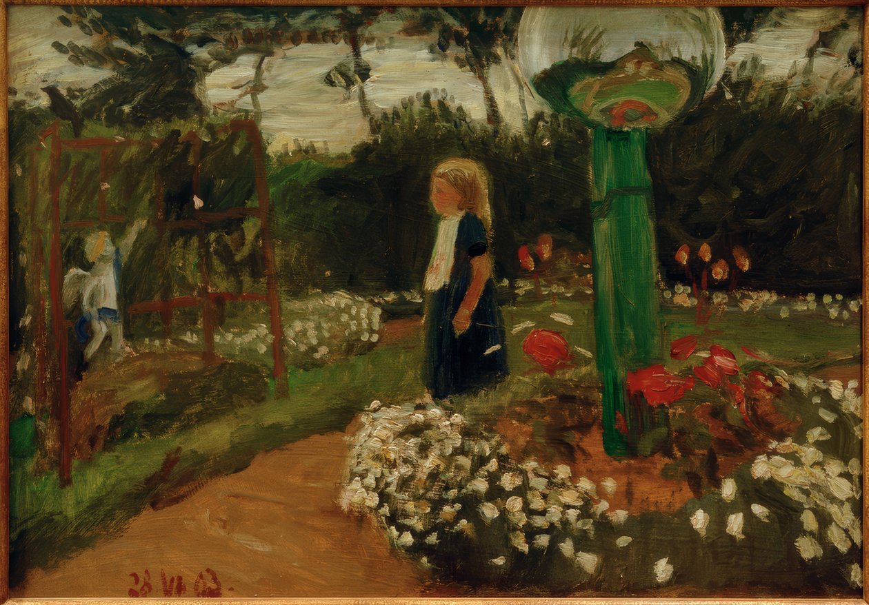 Elsbeth in giardino con sfera di vetro da Otto Modersohn