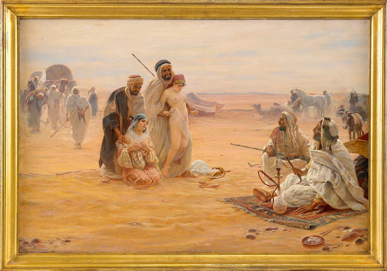 Le marché aux esclaves - Il Mercato degli Schiavi - Dipinto di Otto Pilny (1866-1936), Olio su tela 1910 (80x120cm) - Collezione Privata da Otto Pilny