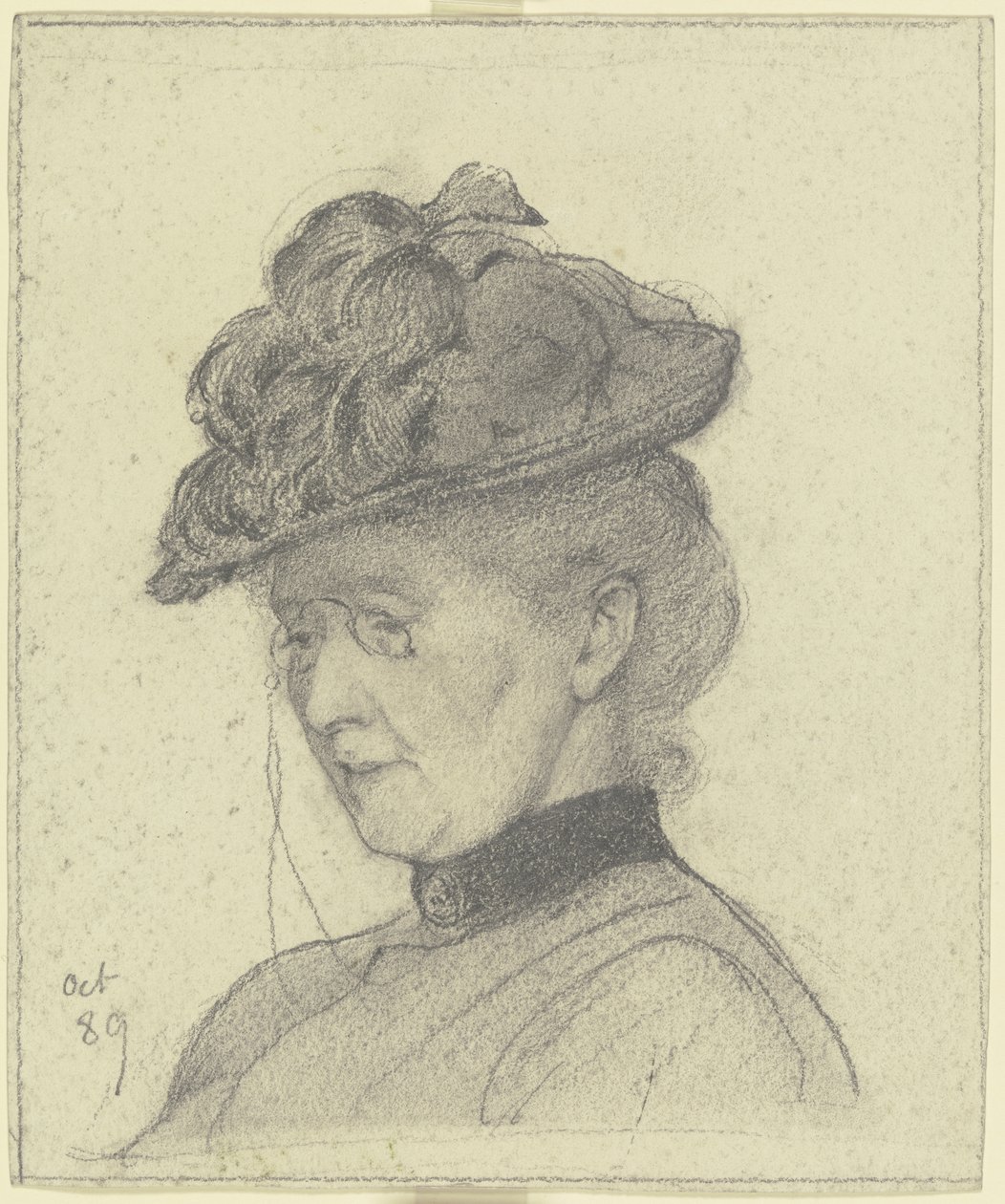 Ritratto di Luise Scholderer con cappello da Otto Scholderer