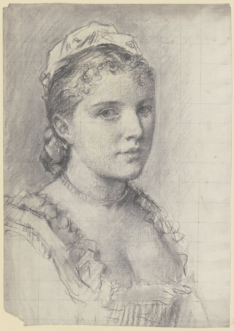 Ritratto di una giovane donna di profilo a destra da Otto Scholderer