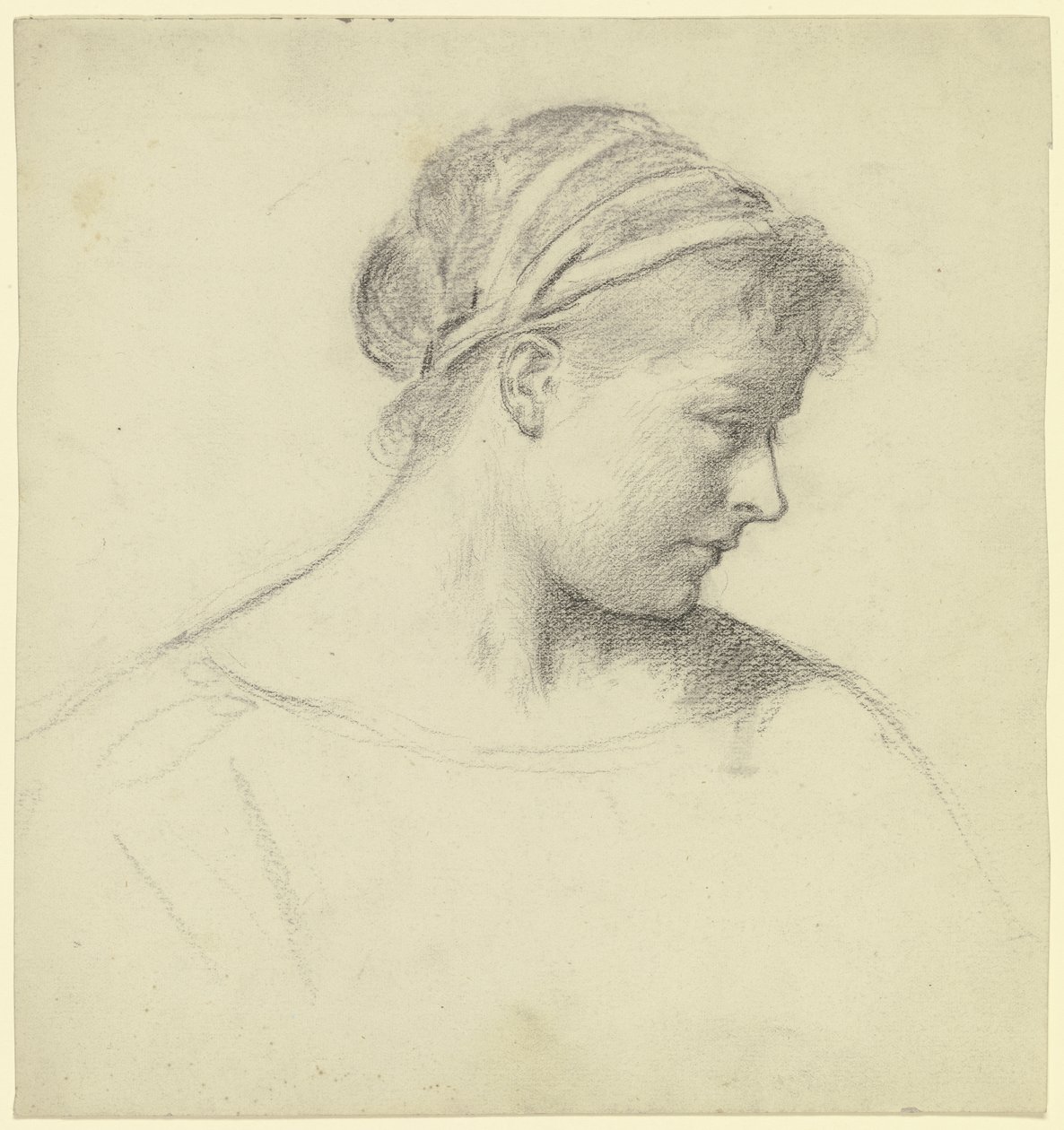 Testa della donna seduta da „Preparazione per il ballo in costume“ da Otto Scholderer
