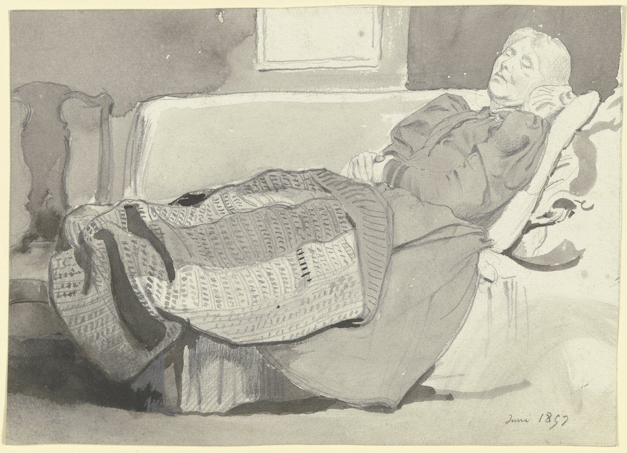 Luise Scholderer che dorme sul divano da Otto Scholderer