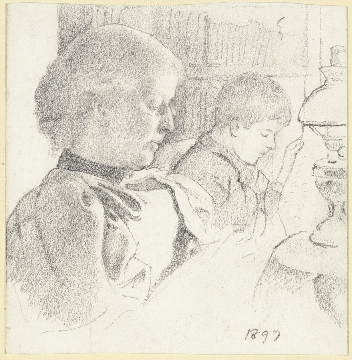Luise Scholderer e Victor mentre leggono da Otto Scholderer