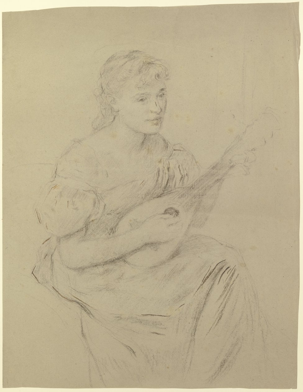 Giovane donna che suona la mandolina (“Suonatrice di mandolino”) da Otto Scholderer