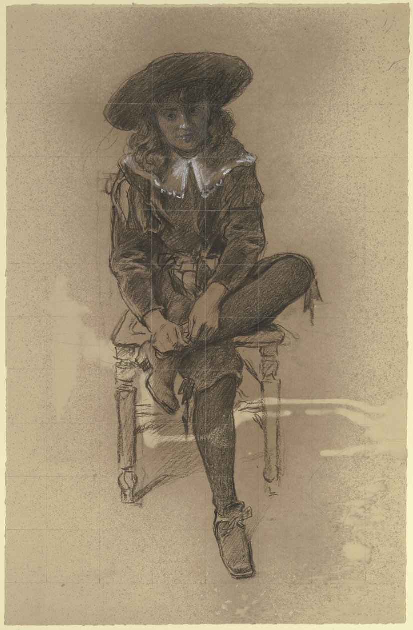 Ragazzo seduto in costume storico dalla "Preparazione al ballo in maschera" da Otto Scholderer