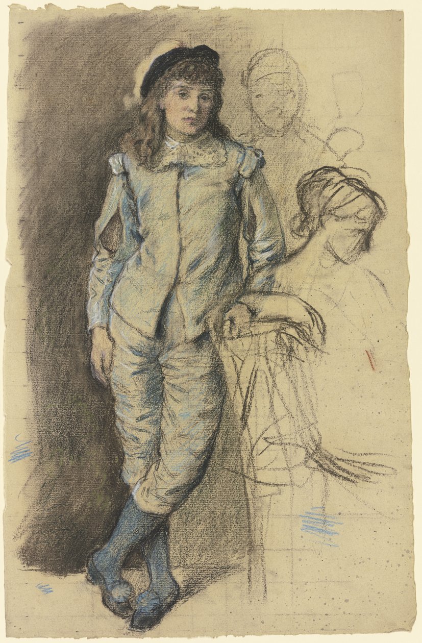 Ragazzo in piedi in costume blu da “I mascherati” da Otto Scholderer
