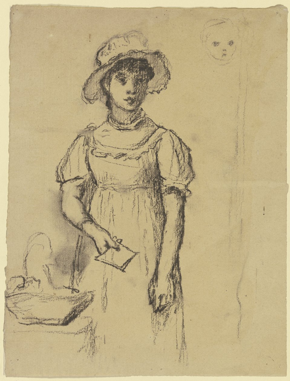 Ragazza in piedi con lettera da Otto Scholderer
