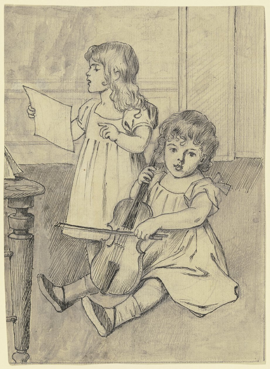Due bambini che suonano da Otto Scholderer
