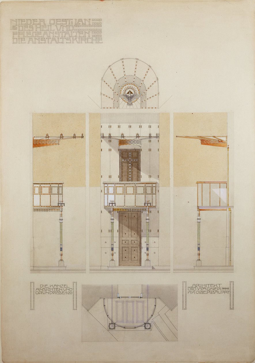 Schizzo per il pulpito della chiesa di Steinhof, l