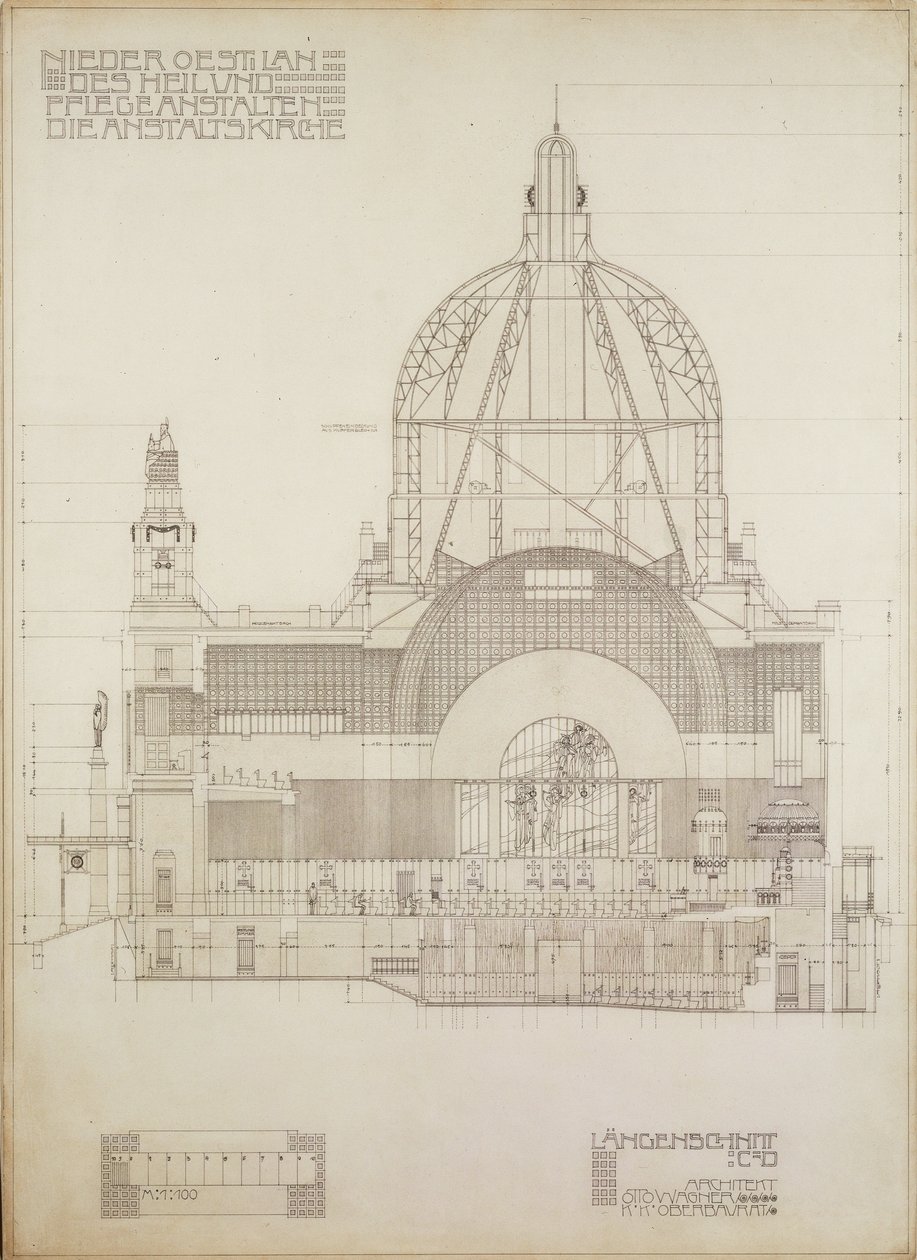 Proiezione verticale della chiesa di Steinhof, l