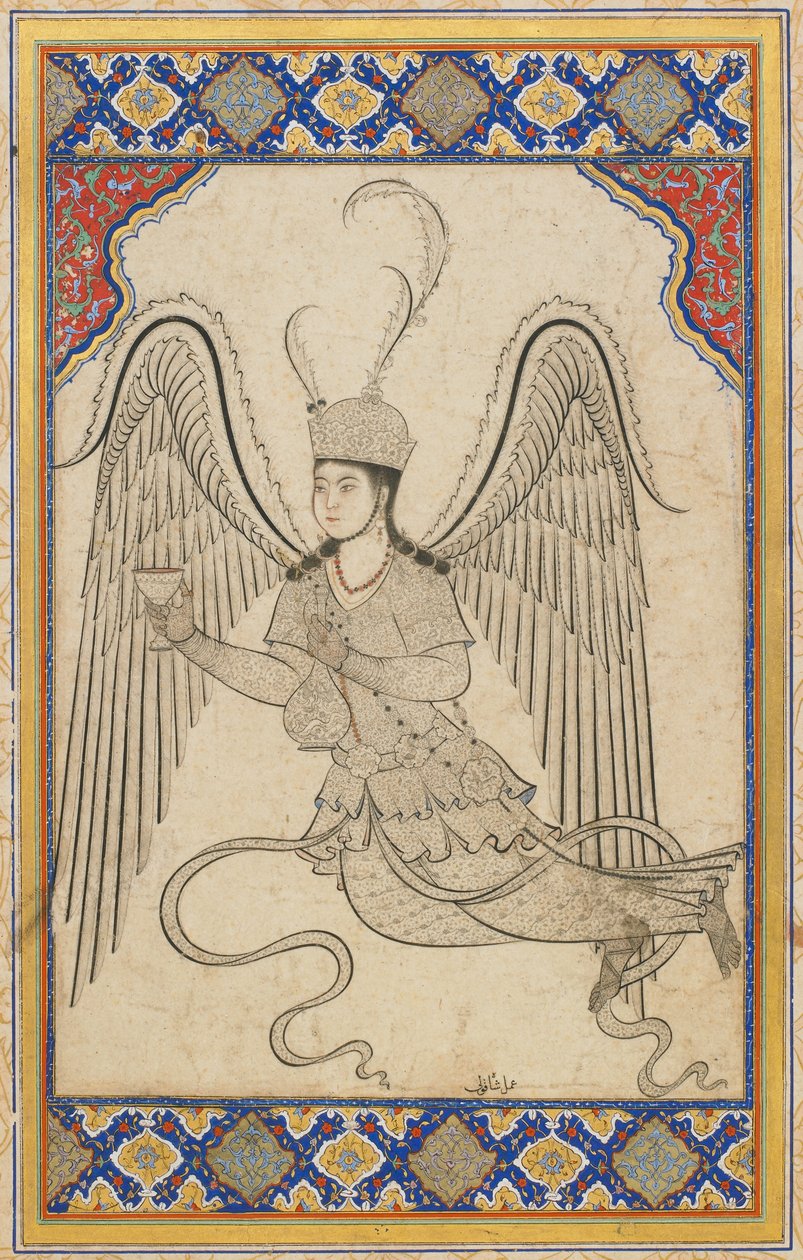 Angelo, volante, con coppa e fiasco di vino da Ottoman School