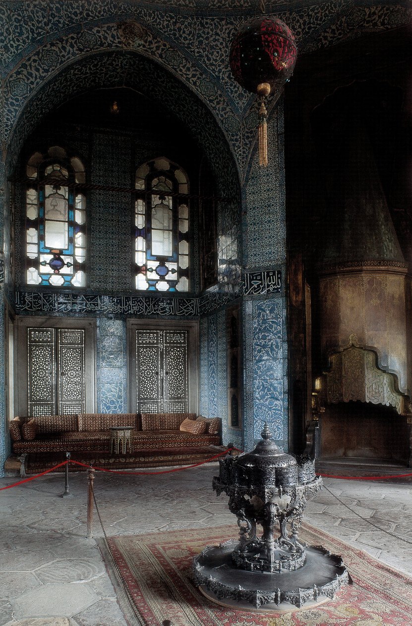 Architettura, arte ottomana: Palazzo Topkapi (Topkapi Saray) residenza principale e ufficiale urbana del sultano ottomano dal 1465 al 1853. Palazzo costruito tra il 1475-1478. Turchia, Istanbul. da Ottoman School