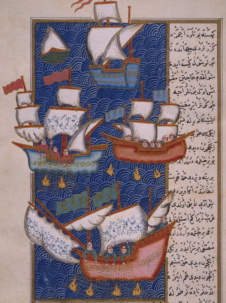 Pescatori con reti da Ottoman School