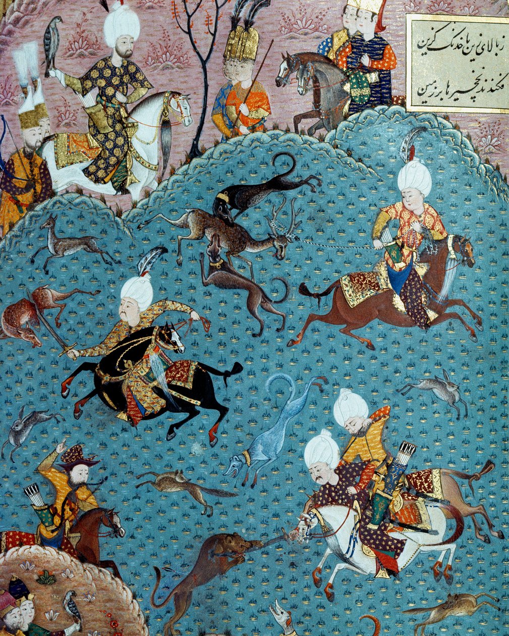 Scena di caccia alla presenza del sultano Murad II (Murat) (1404-1451) da Ottoman School