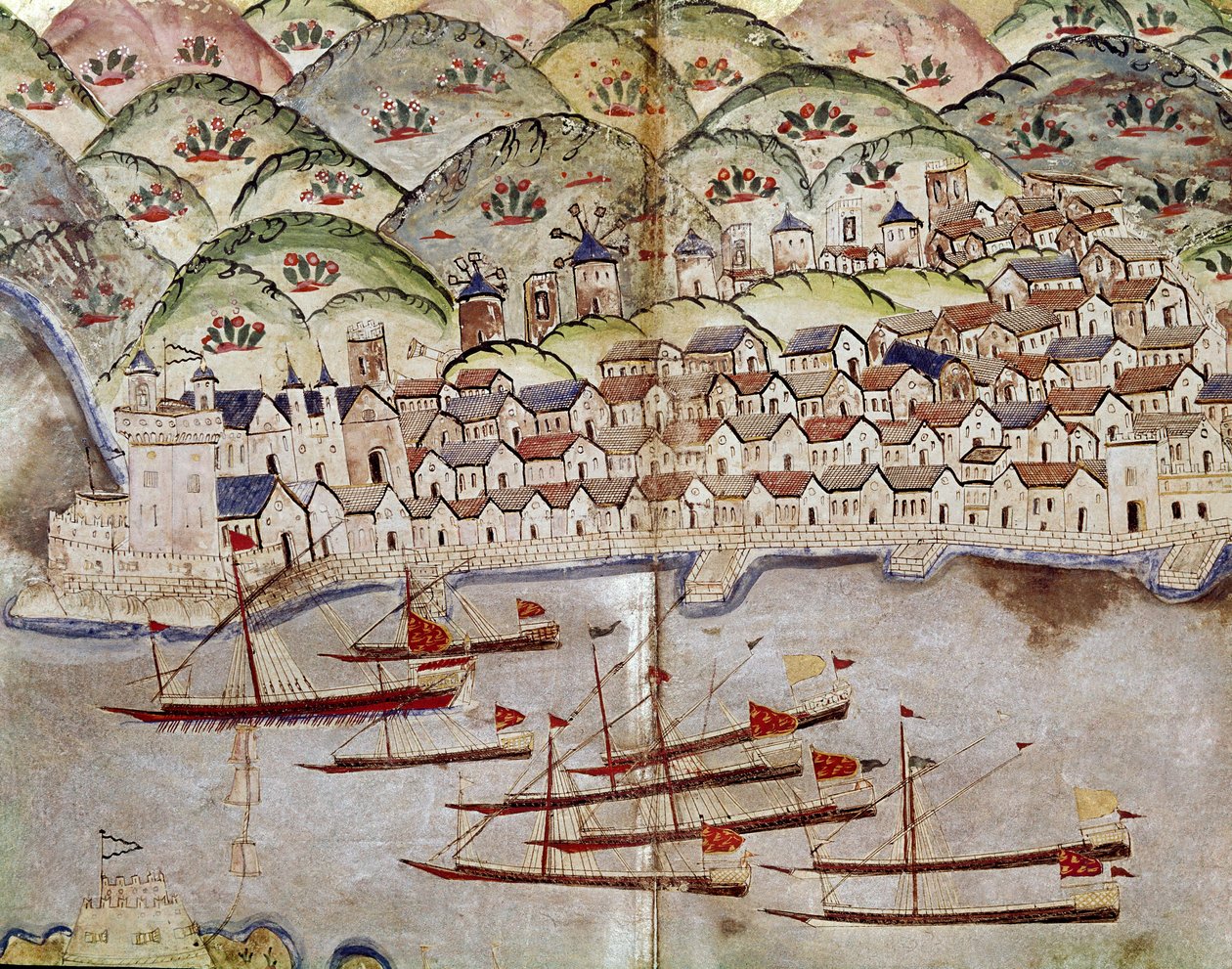 Arte ottomana: veduta di Marsiglia, Francia (miniatura) da Ottoman School