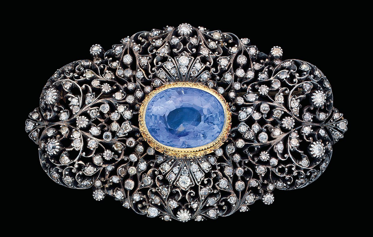 Spilla ottomana con diamanti e zaffiri da Ottoman School