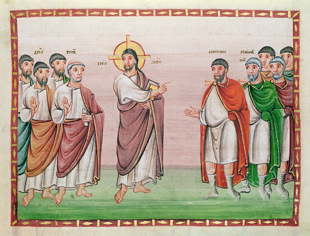 Gesù e il capitano di Cafarnao, dal Codex Egberti da Ottonian