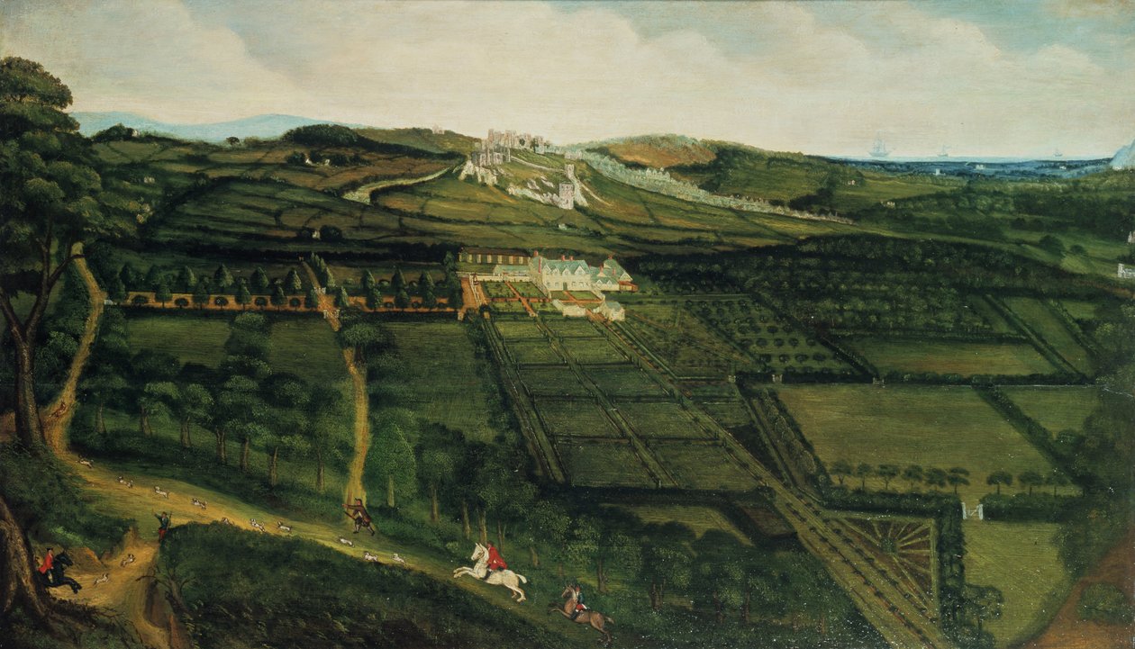 Veduta lontana del castello di Corfe da P. Danckerts