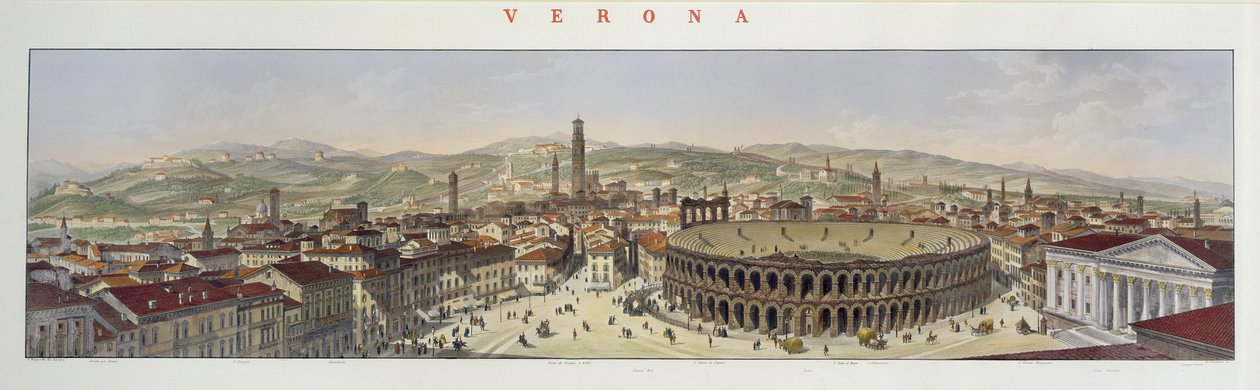 Veduta di Verona, incisa da L. Cherbuin da P. Majocchi