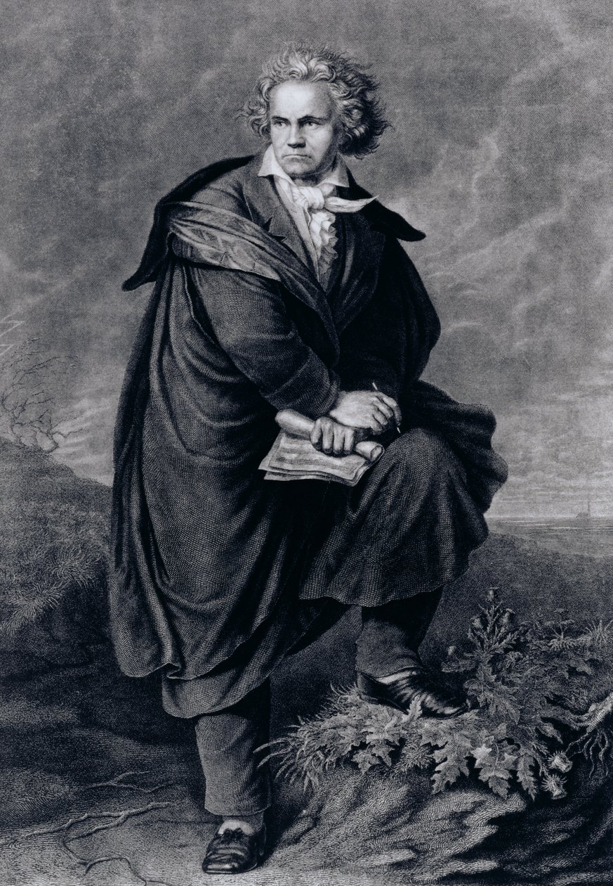 Ludwig van Beethoven (1770-1827), compositore tedesco, inciso da Paul Barfus (1823-95) da P. Schworer
