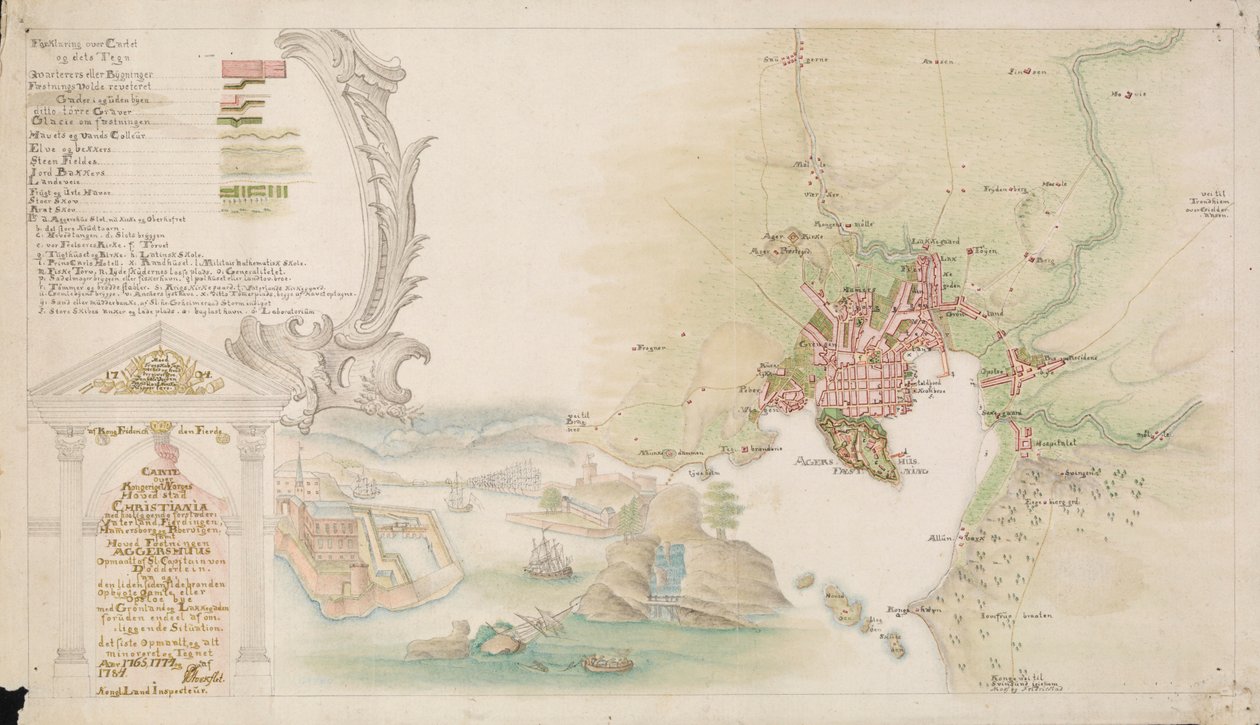 La mappa è stata pubblicata a mano (1784) e mostra Christiania da P. Stockfleth