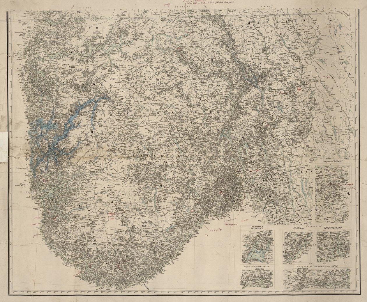 Mappa della Norvegia meridionale, senza titolo da P.A. Munch