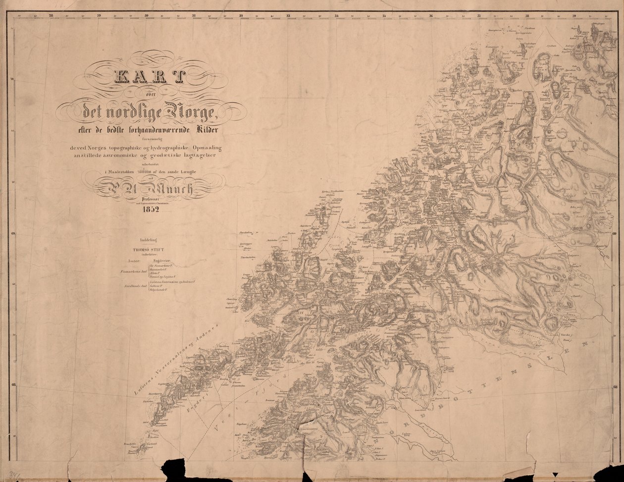 Mappa della Norvegia settentrionale secondo le migliori fonti disponibili da P.A. Munch
