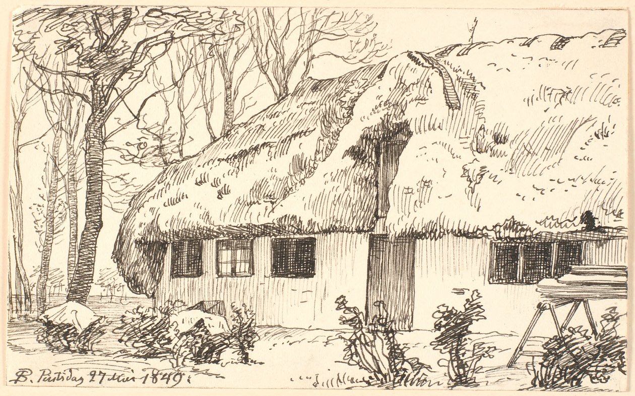 Casa di contadini con tetto di alghe a Læsø da P.C. Skovgaard