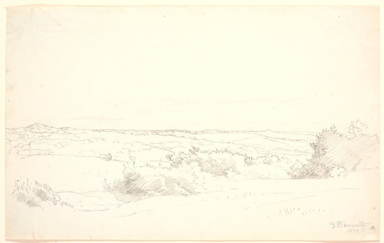 Vista su un paesaggio collinare da P.C. Skovgaard