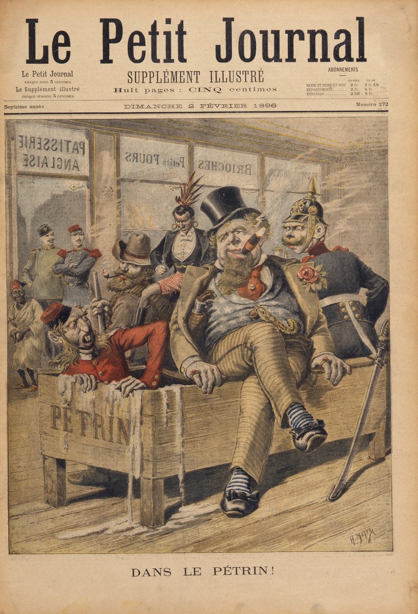 In un pasticcio!, illustrazione da Le Petit Journal, inciso da Henri Meyer (1844-91) 2 febbraio 1896 da P.H.G.V. Michel