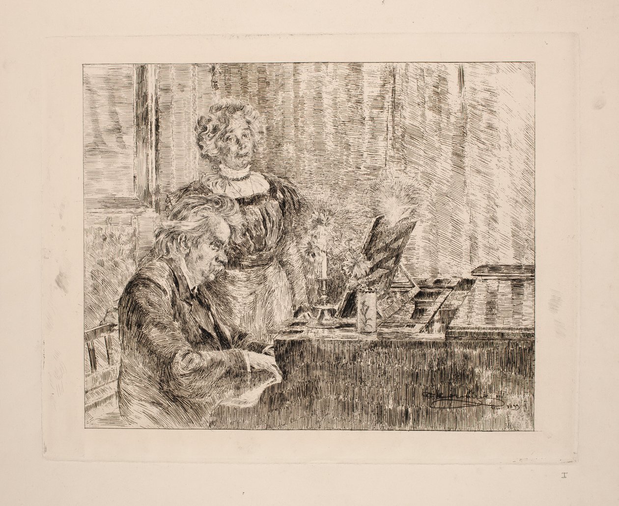 Edvard e Nina Grieg al pianoforte da Peder Severin Krøyer