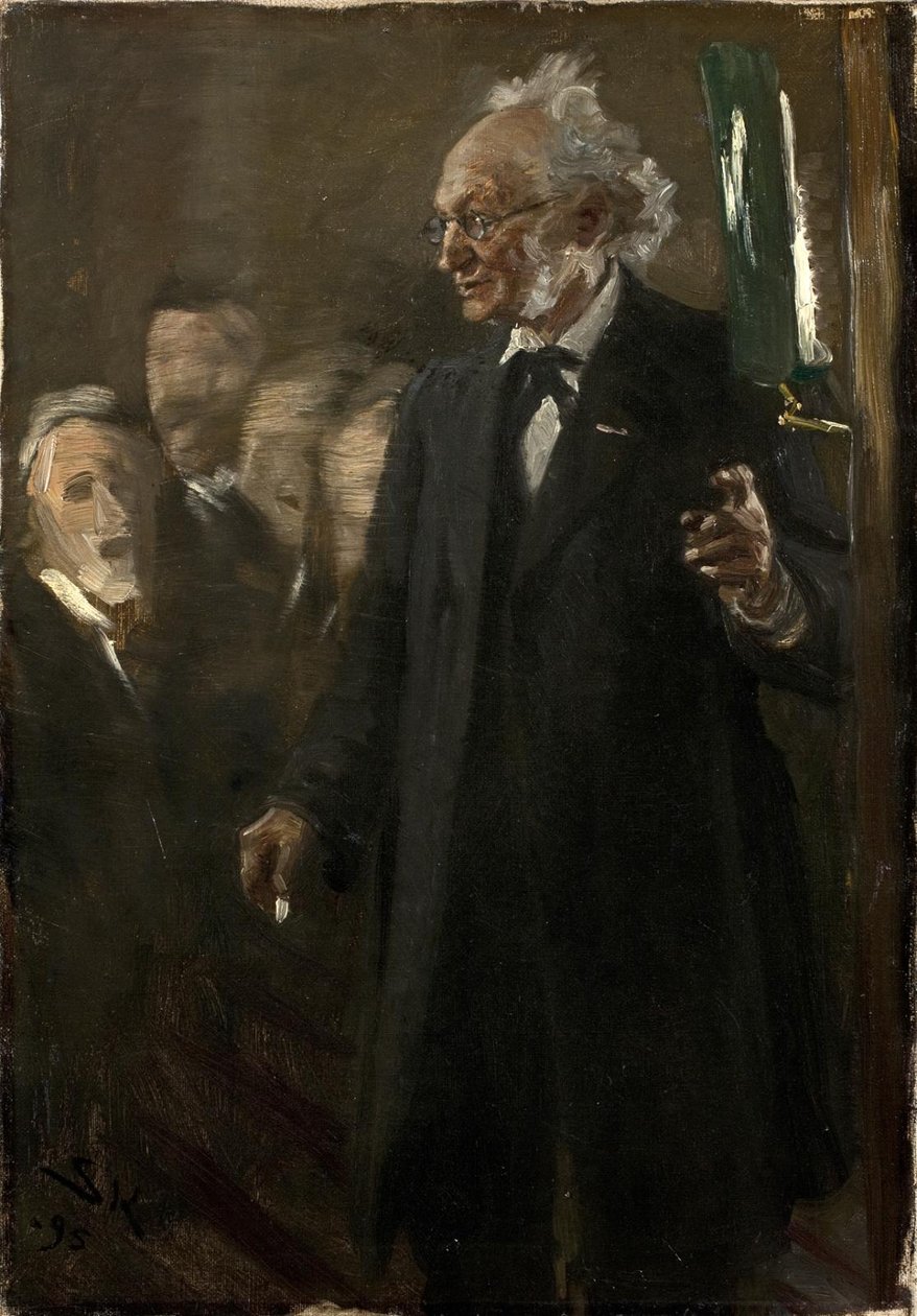Professore di zoologia, Japetus Steenstrup tiene una lezione da Peder Severin Krøyer