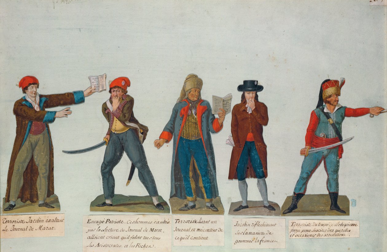 Giacobini e terroristi durante il periodo del Regno del Terrore (1793-4) durante la Rivoluzione Francese da P. A. and J.B. Lesueur