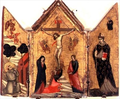 Crocifissione trittico con San Francesco che riceve le stimmate e San Benedetto da Pacino di Bonaguida