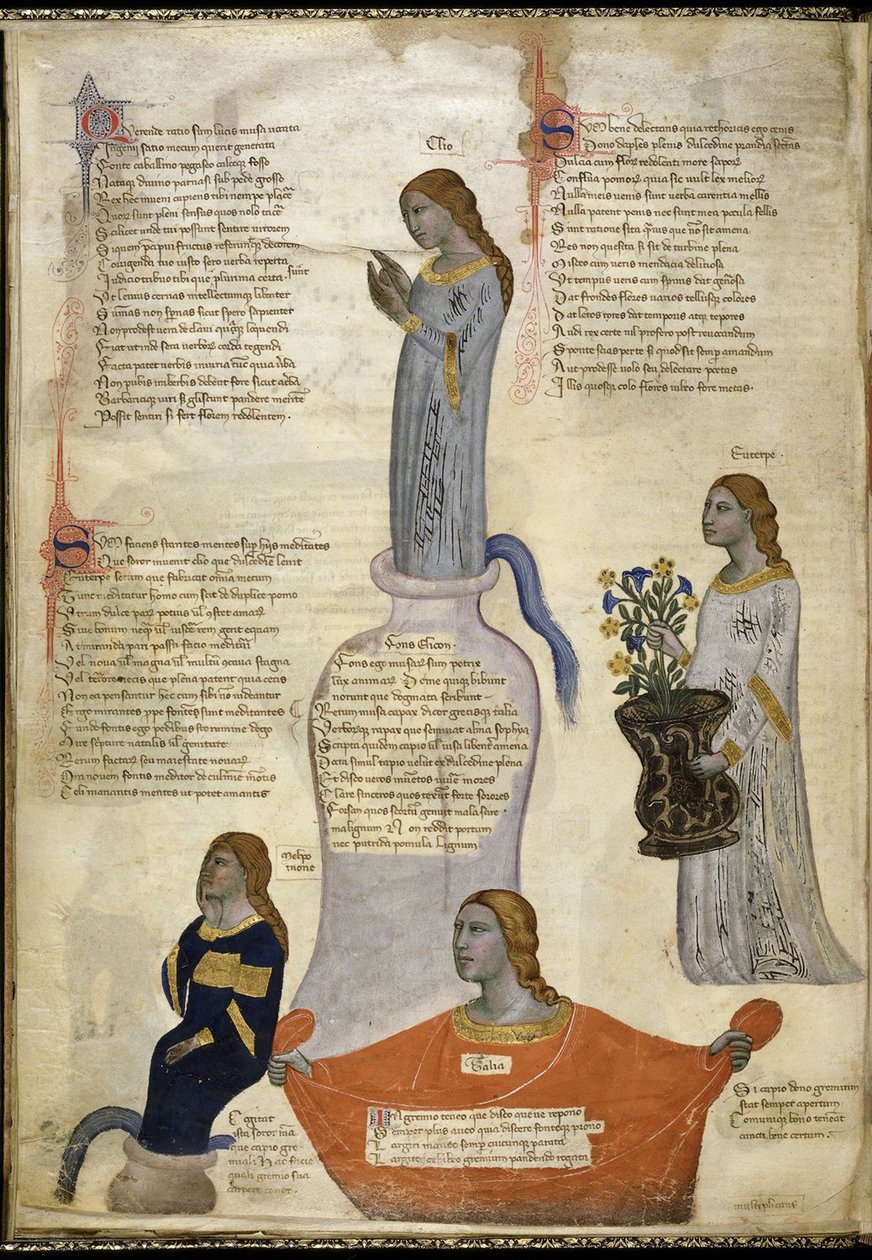 Quattro Muse da Regia Carmina di Convenevole da Prato da Pacino di Buonaguida