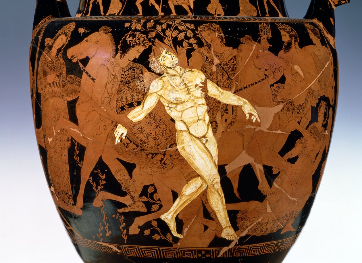 Cratere a volute a figure rosse attico che raffigura la morte del gigante di bronzo, Talos (dettaglio) da Painter Talos