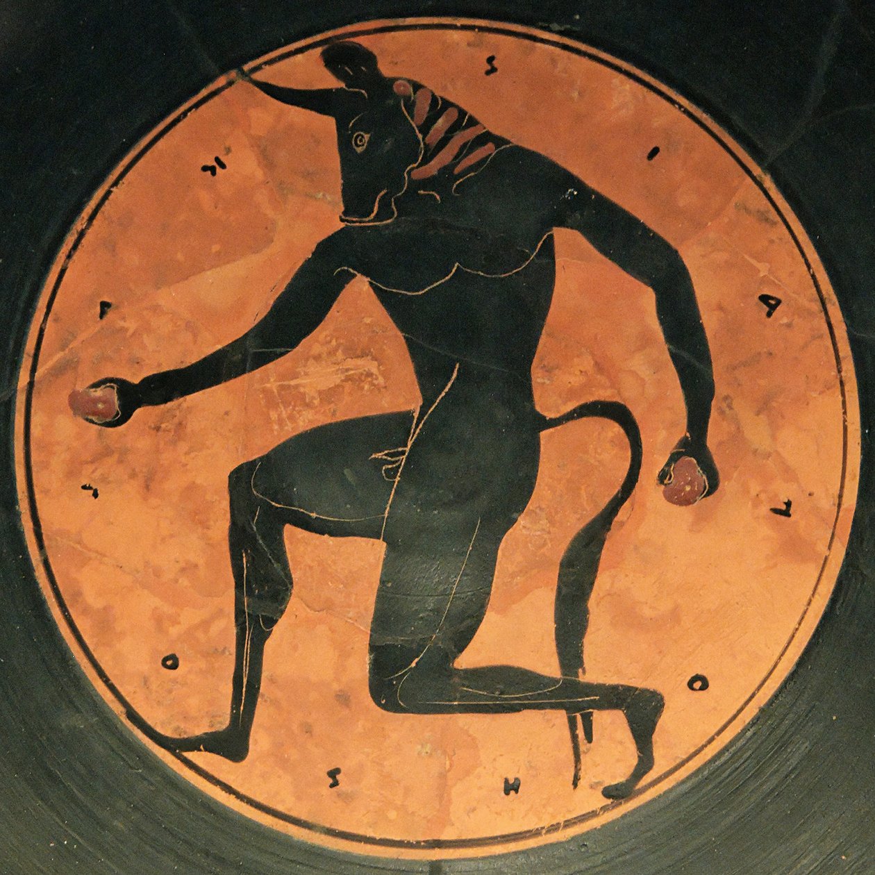 Ceramica greca antica del Minotauro, c.515- da Painter of London E342