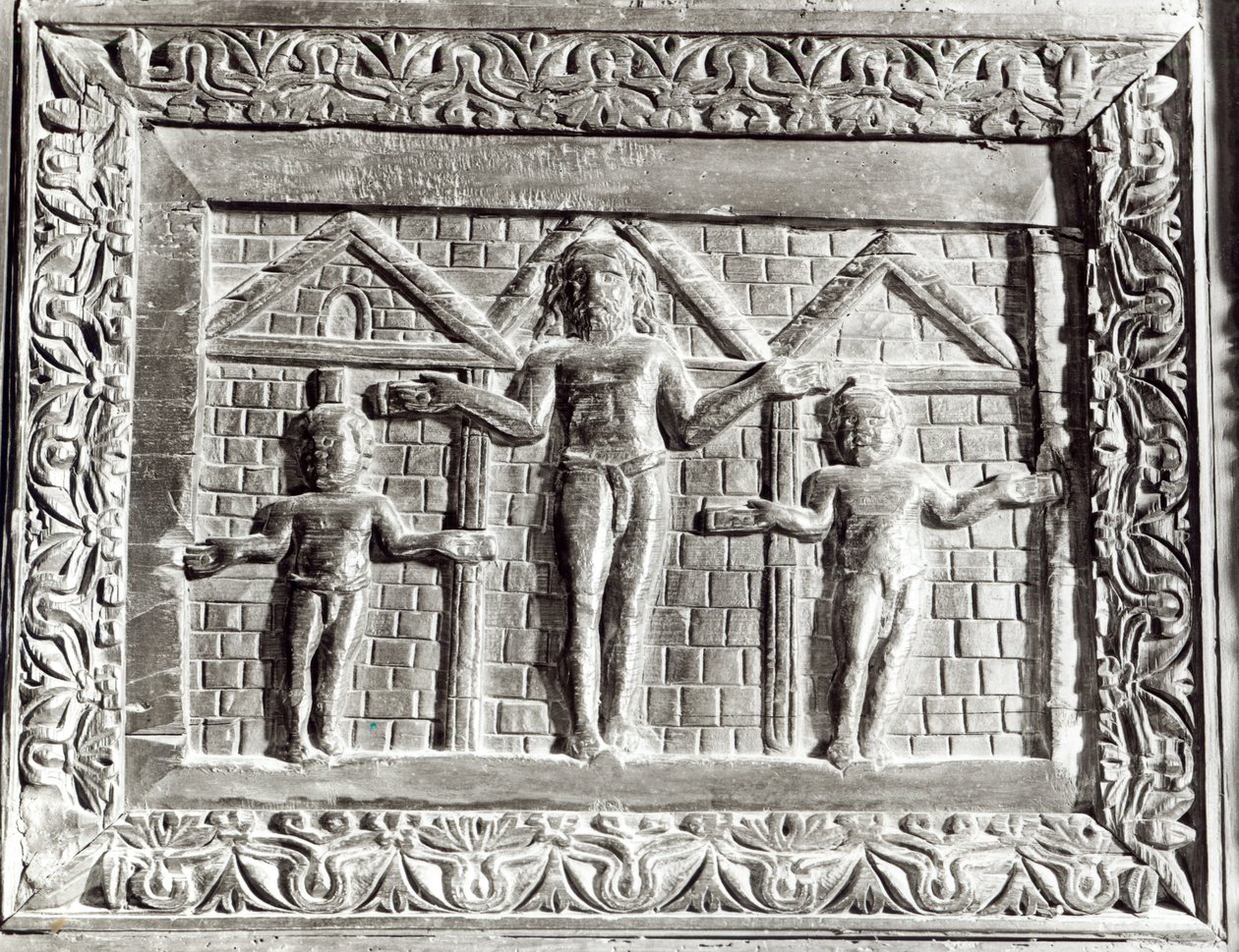 La Crocifissione, pannello di una porta decorata con scene del Vecchio e Nuovo Testamento da Paleo Christian