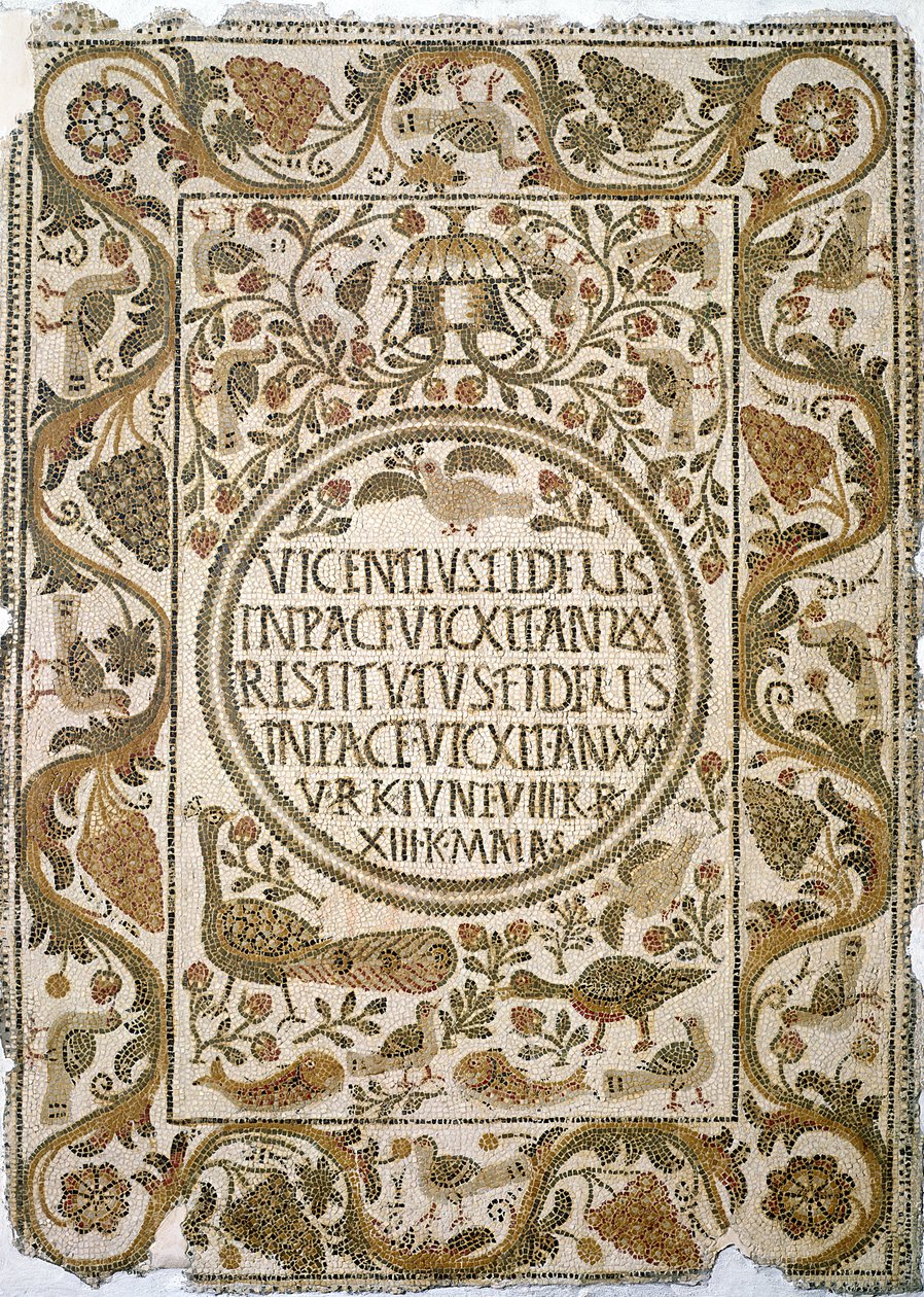 Lapide con epitaffio, dalla Chiesa del Sacerdote Felix, vicino a Kelibia, 4°-5° secolo da Paleo Christian