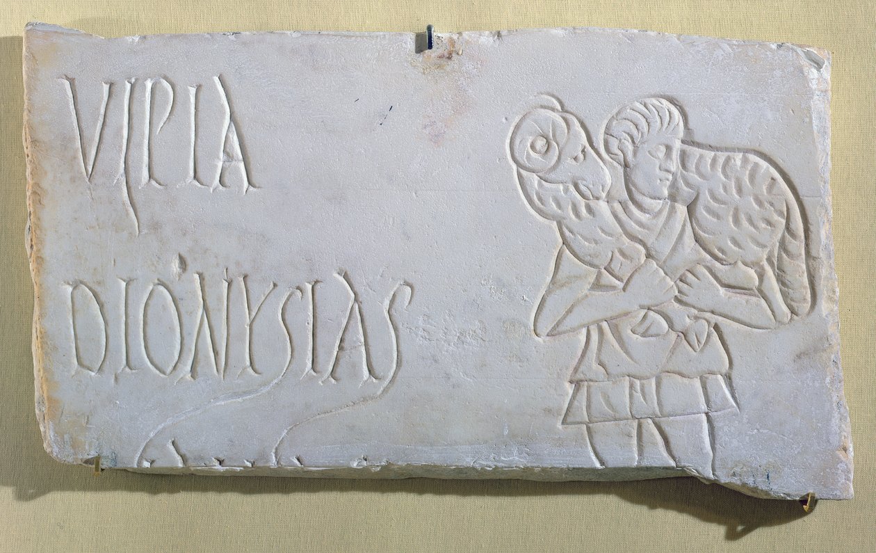 Epitaffio con un rilievo del Buon Pastore, dalle Catacombe di Sousse, III-IV secolo da Paleo Christian