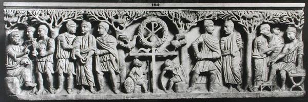 Sarcofago cristiano, raffigurante scene della vita di Cristo (marmo) da Paleo Christian