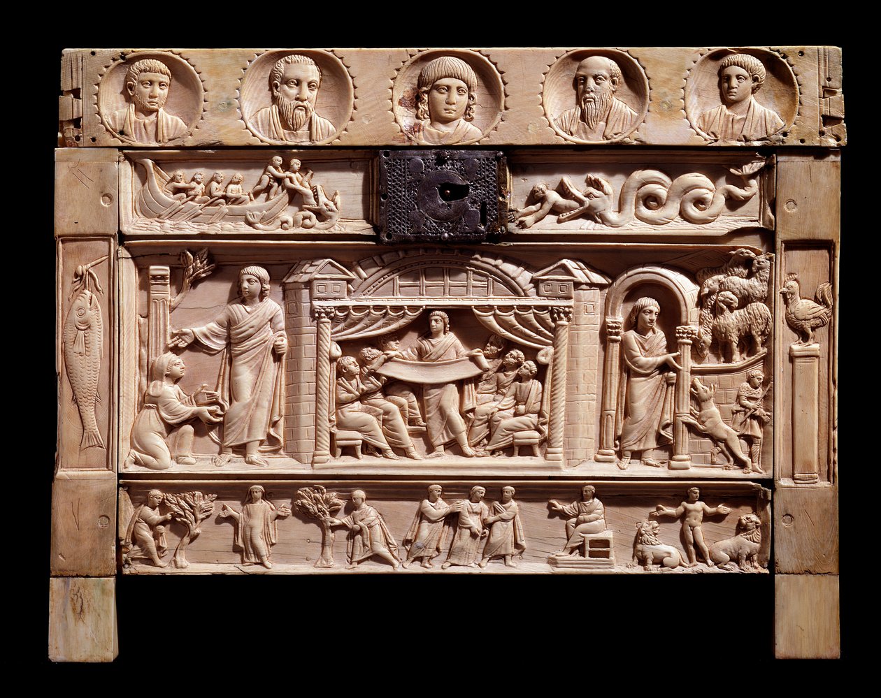 Reliquiario con rilievi che rappresentano scene del Vecchio Testamento. Dal monastero di Santa Giulia, IV secolo da Paleo Christian