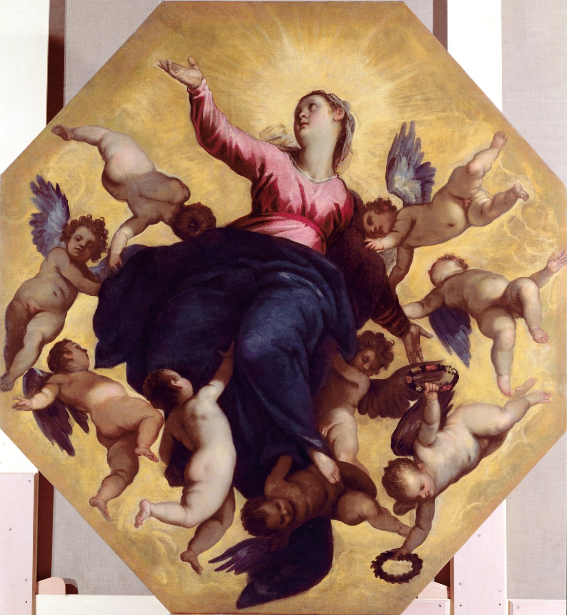 Madonna portata dagli angeli (affresco sul soffitto) da Palma Il Giovane