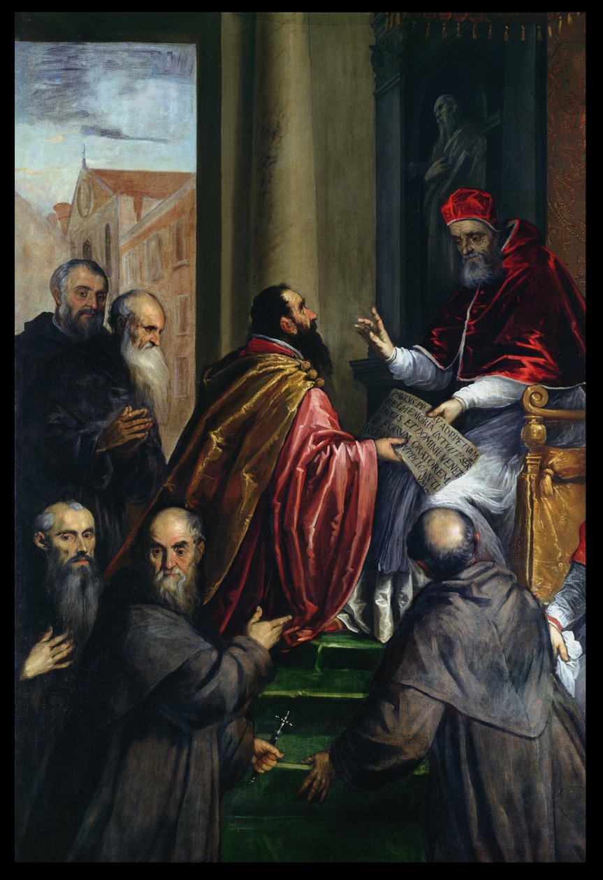Papa Paolo IV consegna uno statuto da Palma Il Giovane