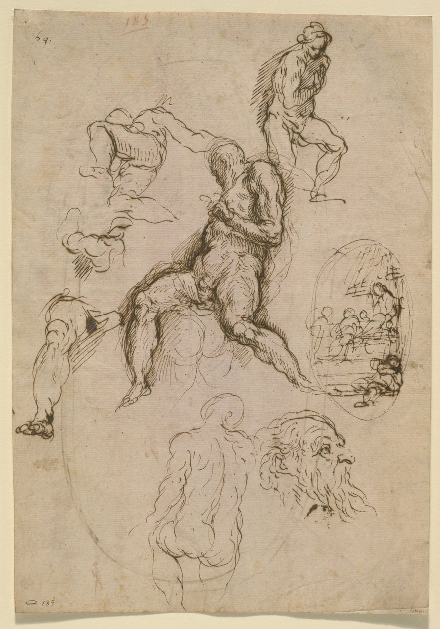 Foglio di studi per la pittura nel Salone del Maggior Consiglio, Palazzo Ducale, Venezia, c.1578 da Palma Il Giovane