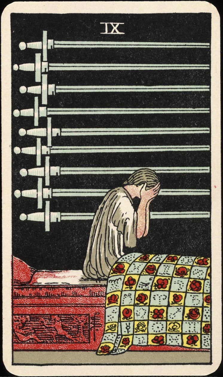 Nove di Spade, Carta dei Tarocchi, c. 1937 da Pamela Colman Smith