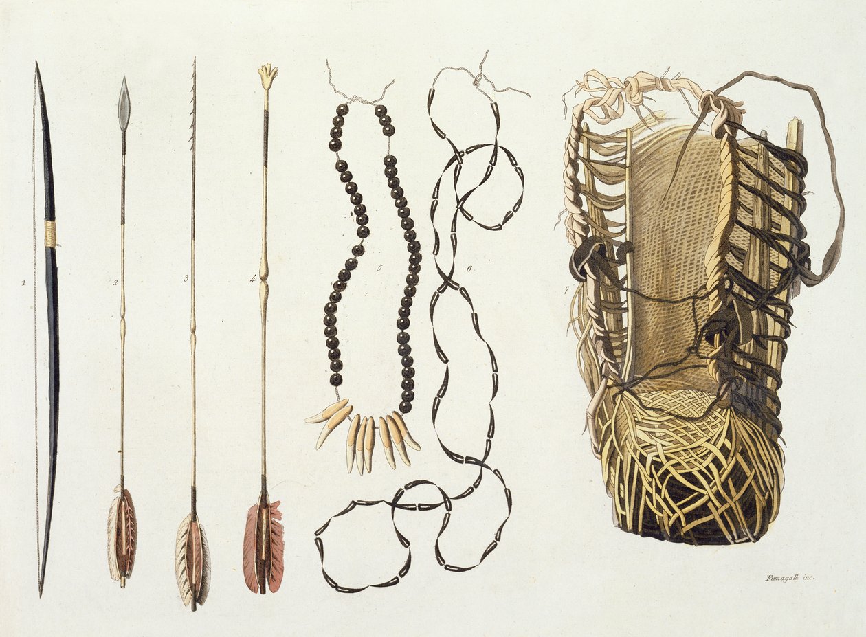 Armi, strumenti e gioielli delle tribù Puri e Botocudos, regione del Rio Grande, Paraguay e Brasile, da 